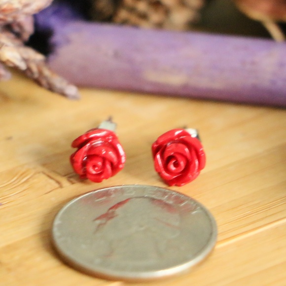 925 Sterling silver flower earrings 8 mm - Picture 7 of 8